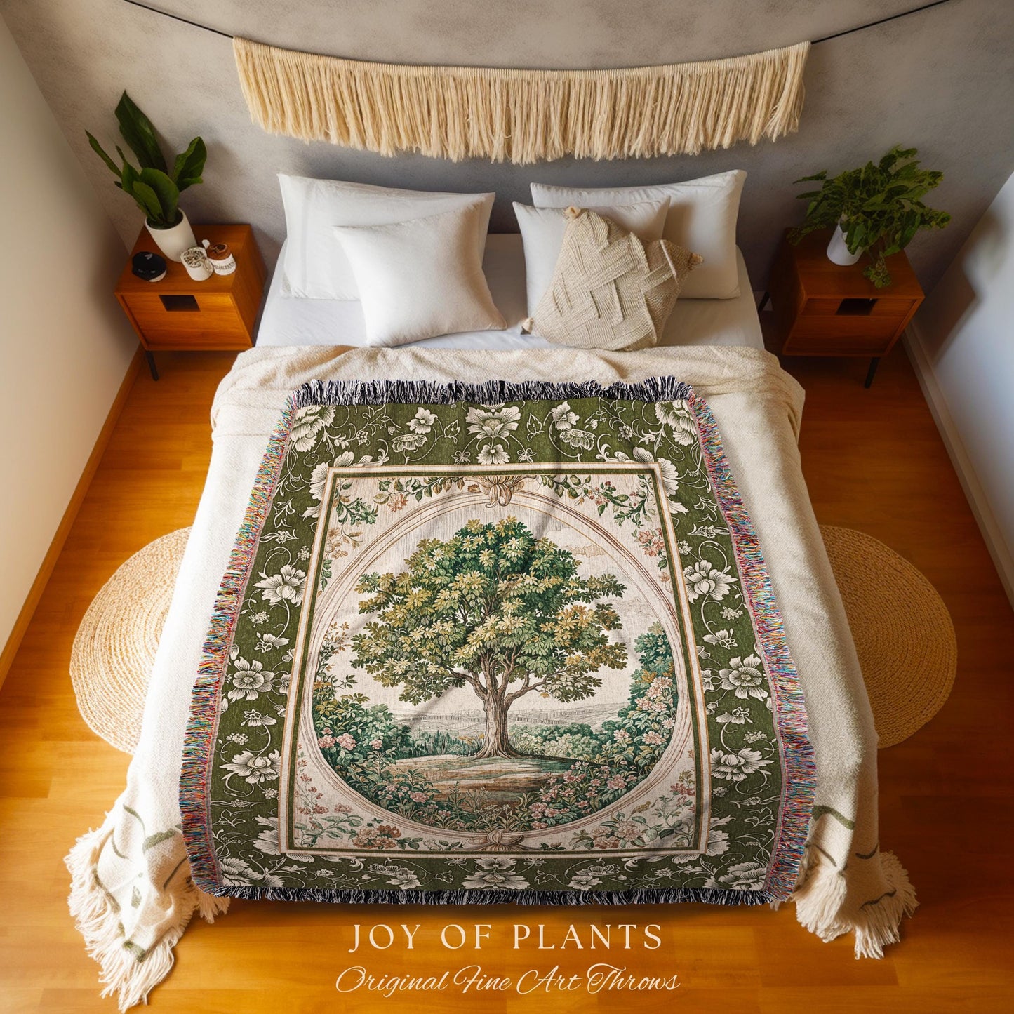Victorian Soft Aesthetic Woven Throw Tree Blanket Jacquard Tapestry