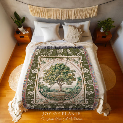 Victorian Soft Aesthetic Woven Throw Tree Blanket Jacquard Tapestry