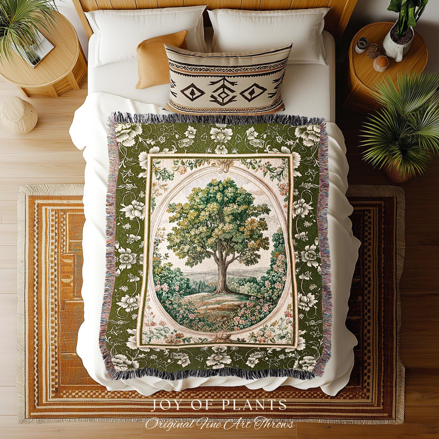 Victorian Soft Aesthetic Woven Throw Tree Blanket Jacquard Tapestry