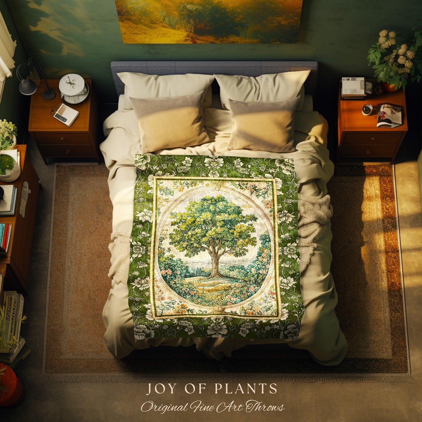 Victorian Soft Aesthetic Woven Throw Tree Blanket Jacquard Tapestry
