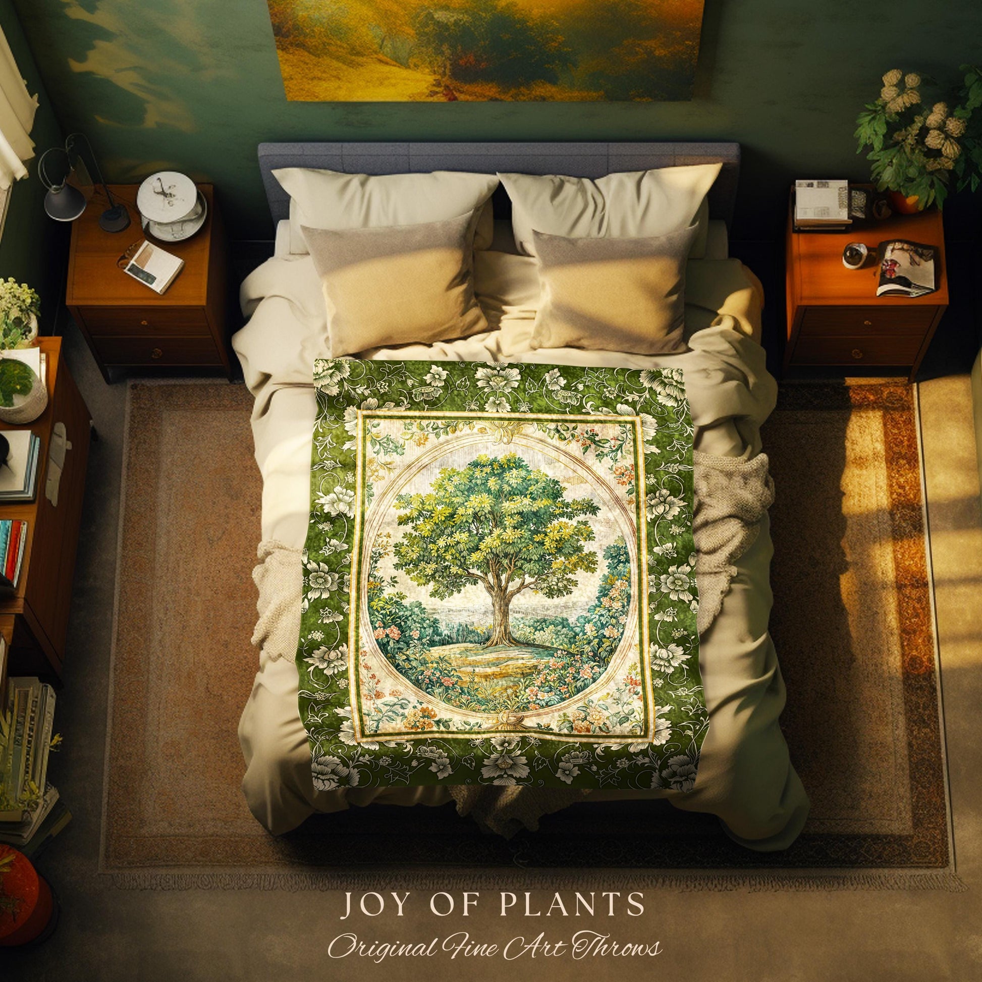 Victorian Soft Aesthetic Woven Throw Tree Blanket Jacquard Tapestry