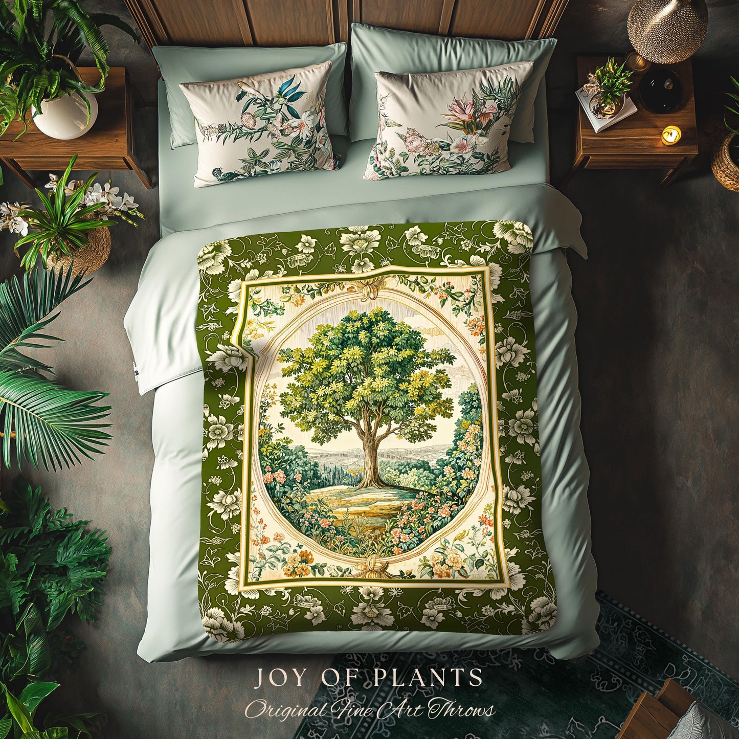 Victorian Soft Aesthetic Woven Throw Tree Blanket Jacquard Tapestry