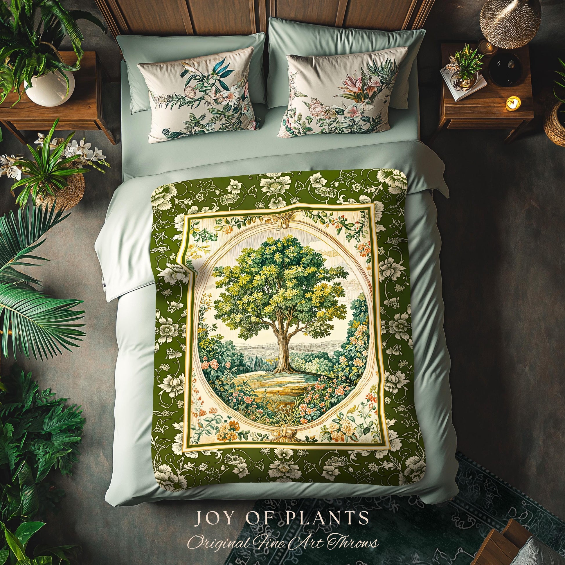 Victorian Soft Aesthetic Woven Throw Tree Blanket Jacquard Tapestry