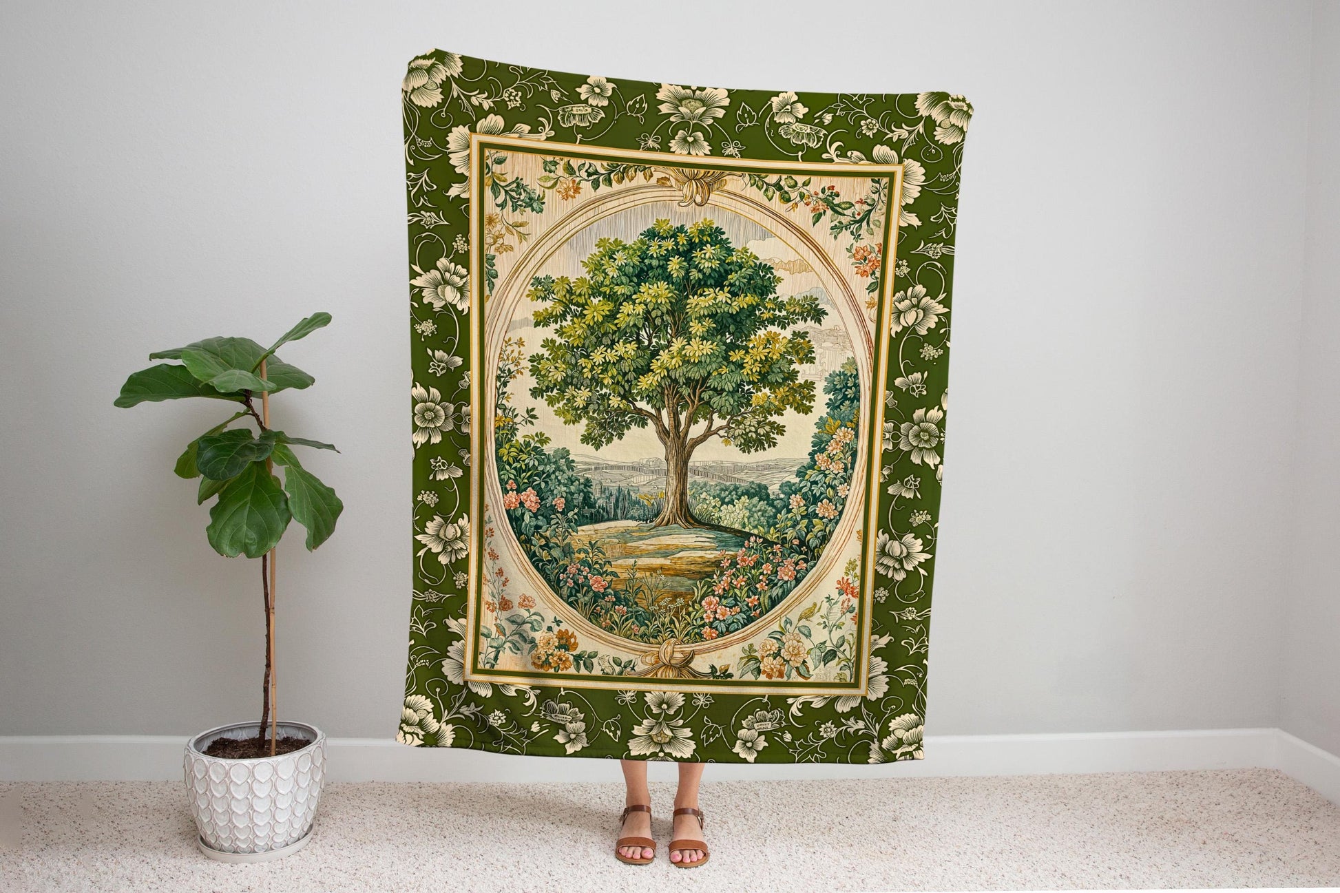 Victorian Soft Aesthetic Woven Throw Tree Blanket Jacquard Tapestry