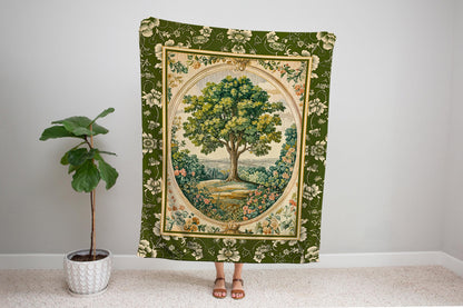 Victorian Soft Aesthetic Woven Throw Tree Blanket Jacquard Tapestry