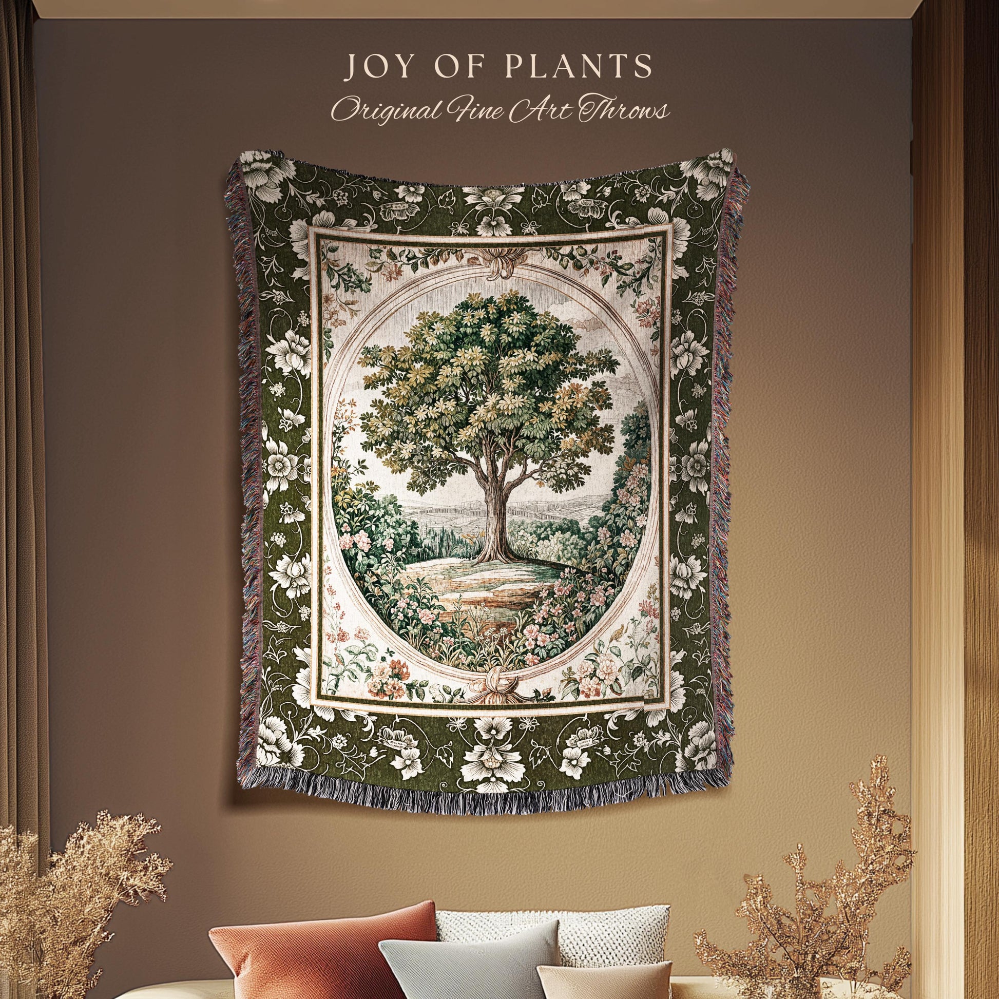 Victorian Soft Aesthetic Woven Throw Tree Blanket Jacquard Tapestry