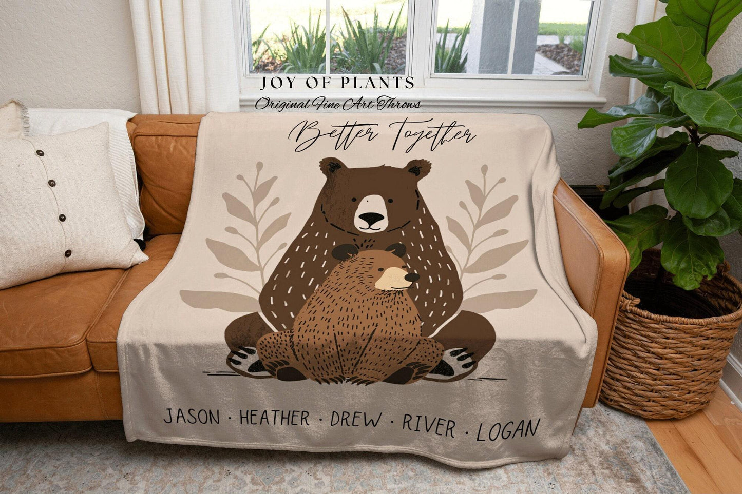 Mama Bear Custom Name Throw | Personalized Gift for Mom with Grandchildren Names Meaningful Parent Tapestry Woven Throw Boho Aesthetic