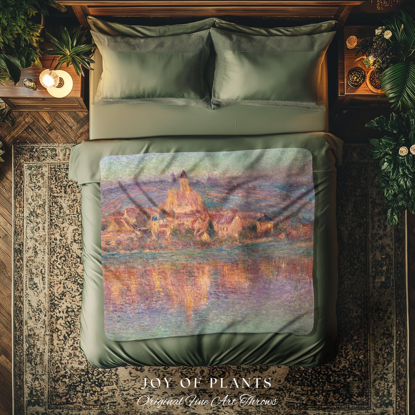 Church at Vétheuil Blanket Monet Fine Art Tapestry Throw | Elegant Impressionist Decor For Antique Style Homes Famous Painting Artistic Gift