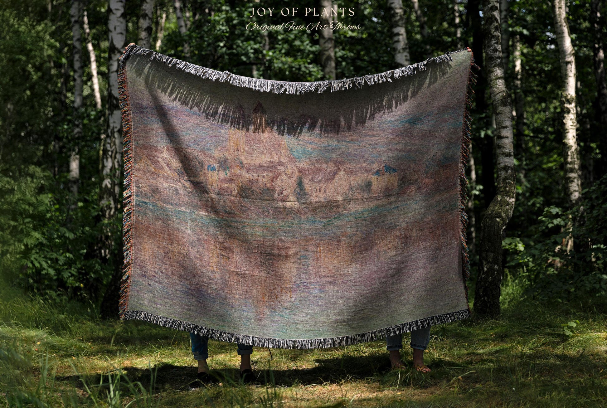 Church at Vétheuil Blanket Monet Fine Art Tapestry Throw | Elegant Impressionist Decor For Antique Style Homes Famous Painting Artistic Gift
