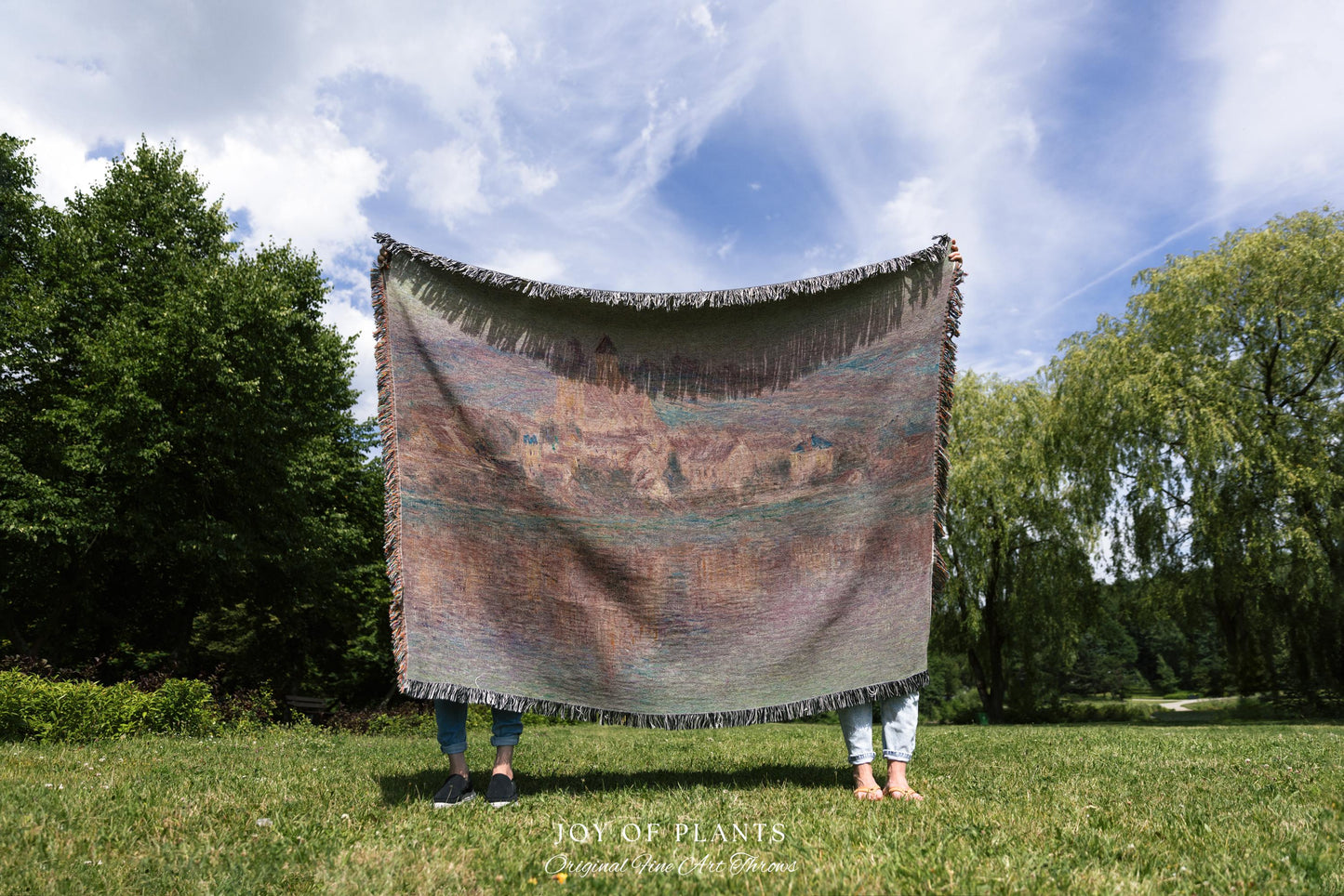 Church at Vétheuil Blanket Monet Fine Art Tapestry Throw | Elegant Impressionist Decor For Antique Style Homes Famous Painting Artistic Gift