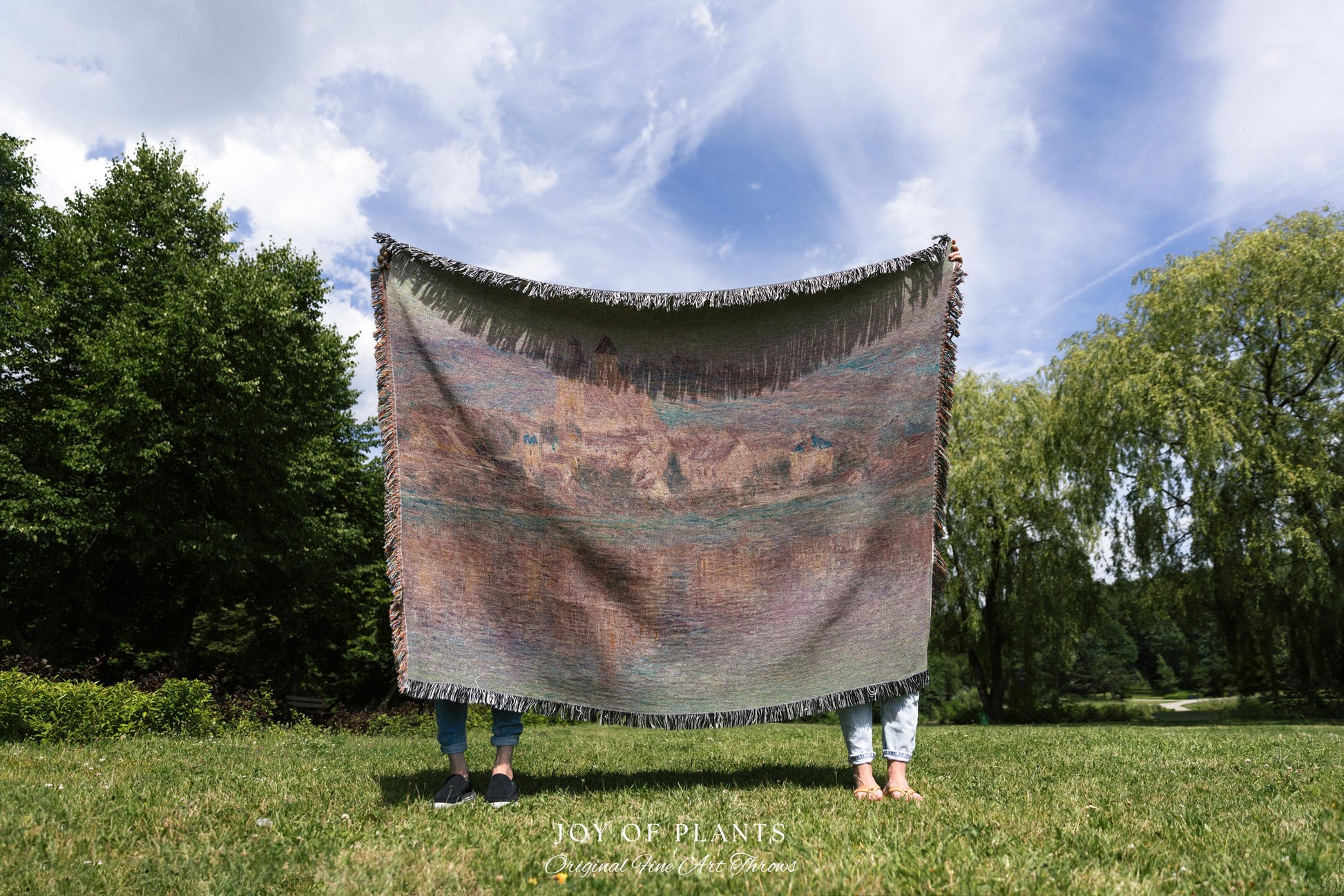 Church at Vétheuil Blanket Monet Fine Art Tapestry Throw | Elegant Impressionist Decor For Antique Style Homes Famous Painting Artistic Gift