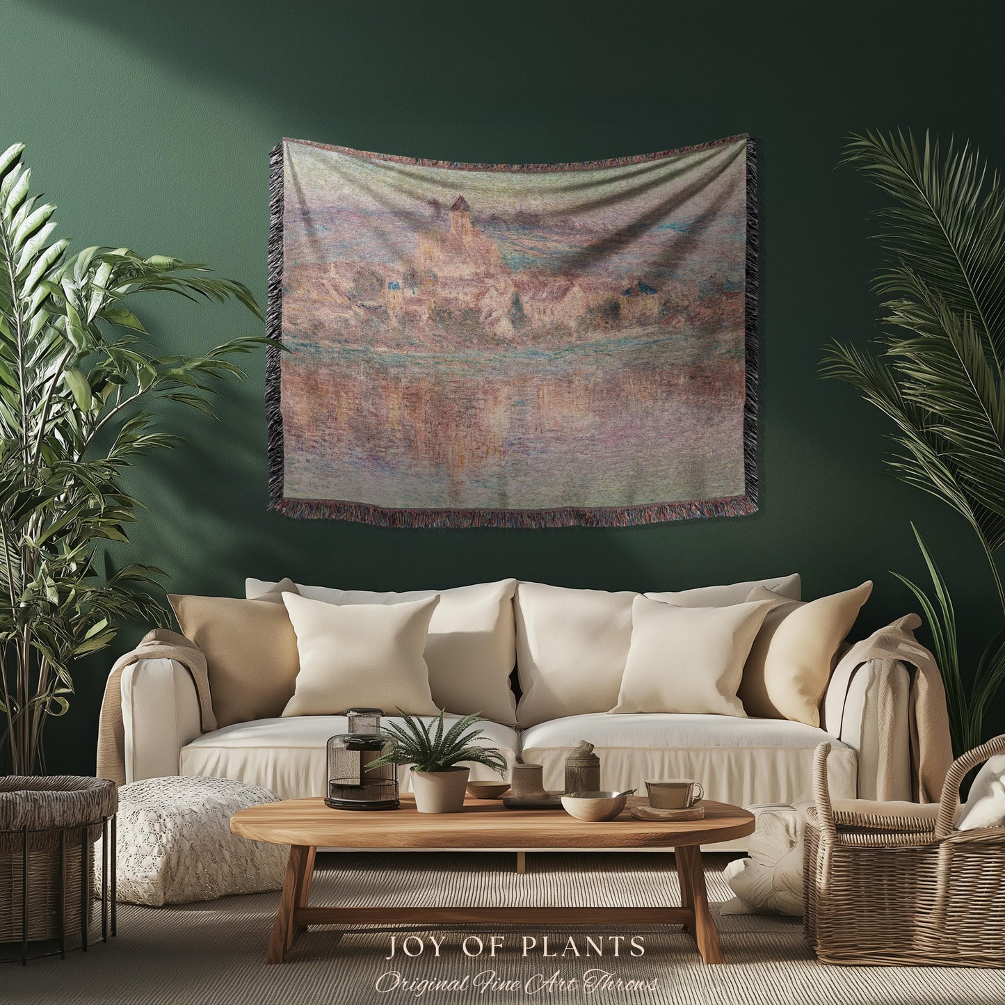Church at Vétheuil Blanket Monet Fine Art Tapestry Throw | Elegant Impressionist Decor For Antique Style Homes Famous Painting Artistic Gift