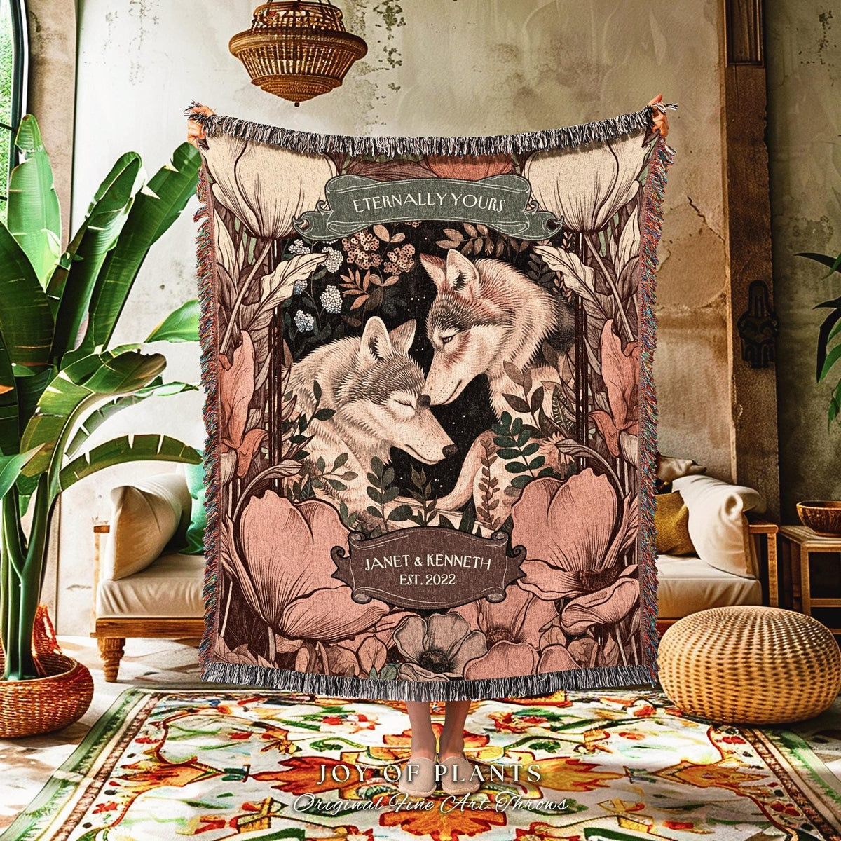 Romantic Relationship Blanket Custom | Outdoorsy Anniversary Gift Custom Woodland Blanket Ethereal Personalized Wedding Unique Couple Gift |