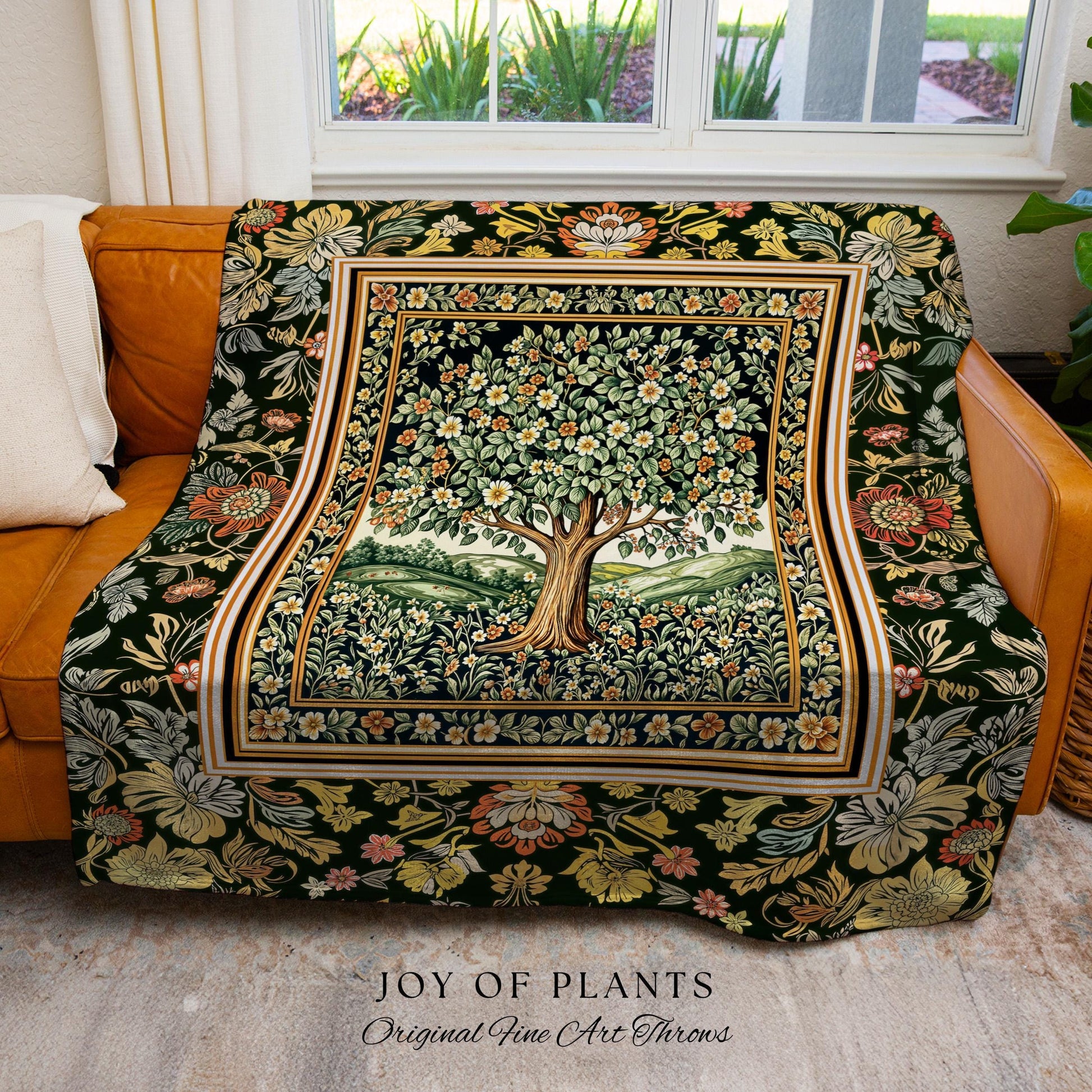 Rustic Fairytale Tree Throw Blanket Woven Cotton Wall Tapestry