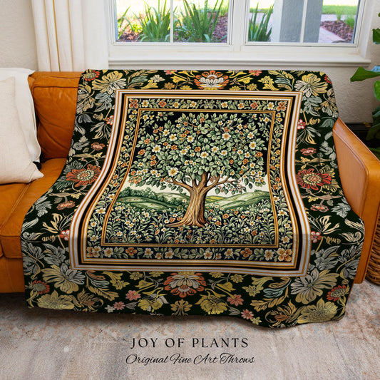 Rustic Fairytale Tree Throw Blanket Woven Cotton Wall Tapestry