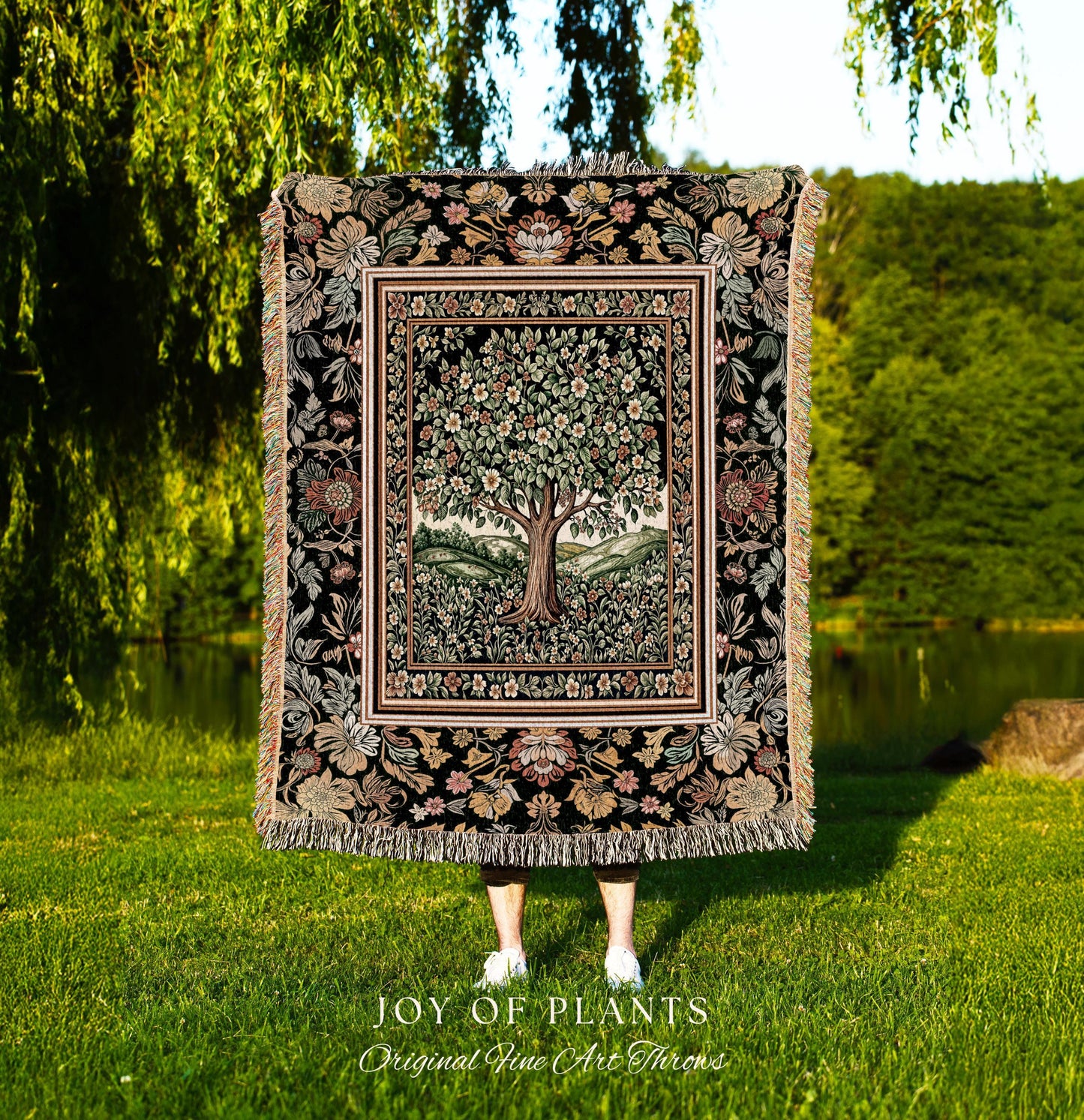 Rustic Fairytale Tree Throw Blanket Woven Cotton Wall Tapestry