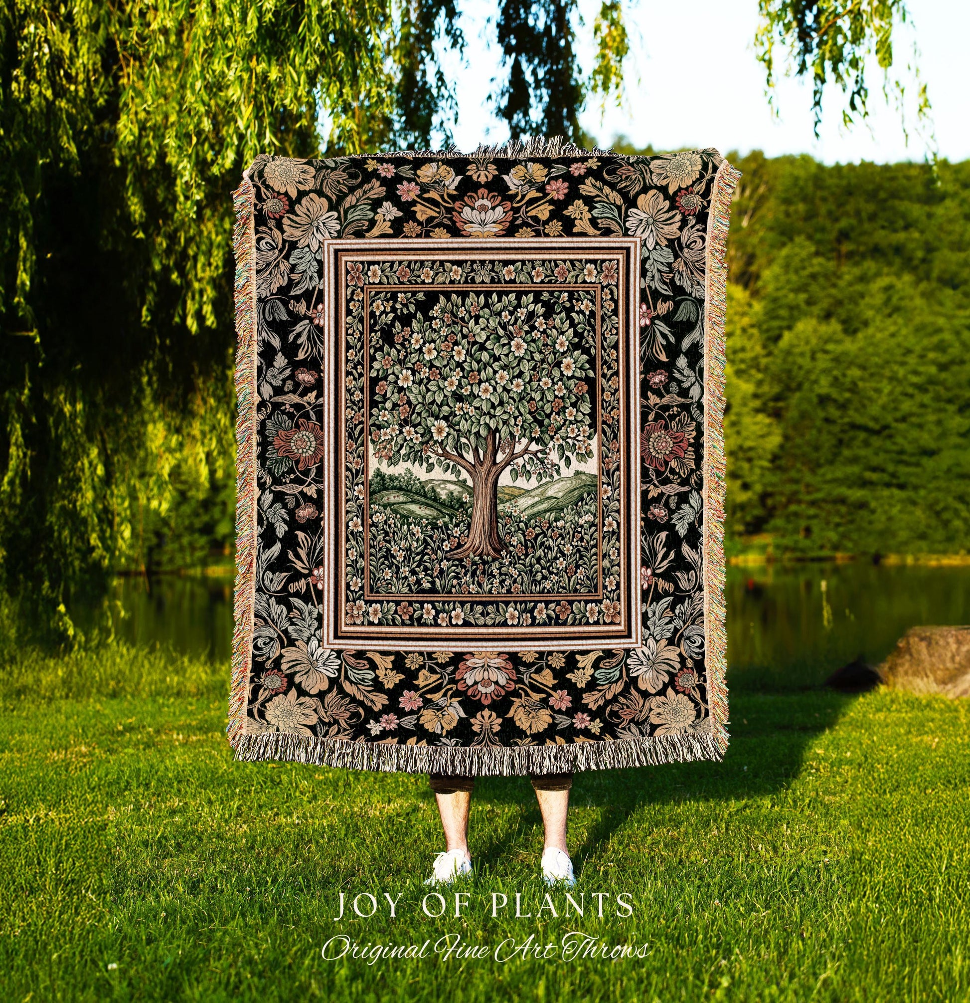 Rustic Fairytale Tree Throw Blanket Woven Cotton Wall Tapestry
