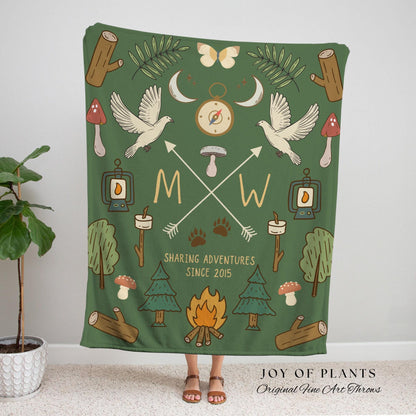 Woodland Wedding Anniversary Blanket Woven Tapestry | Custom Wedding Anniversary Gift for Couple Custom Tapestry Woven Blanket Gift for Her