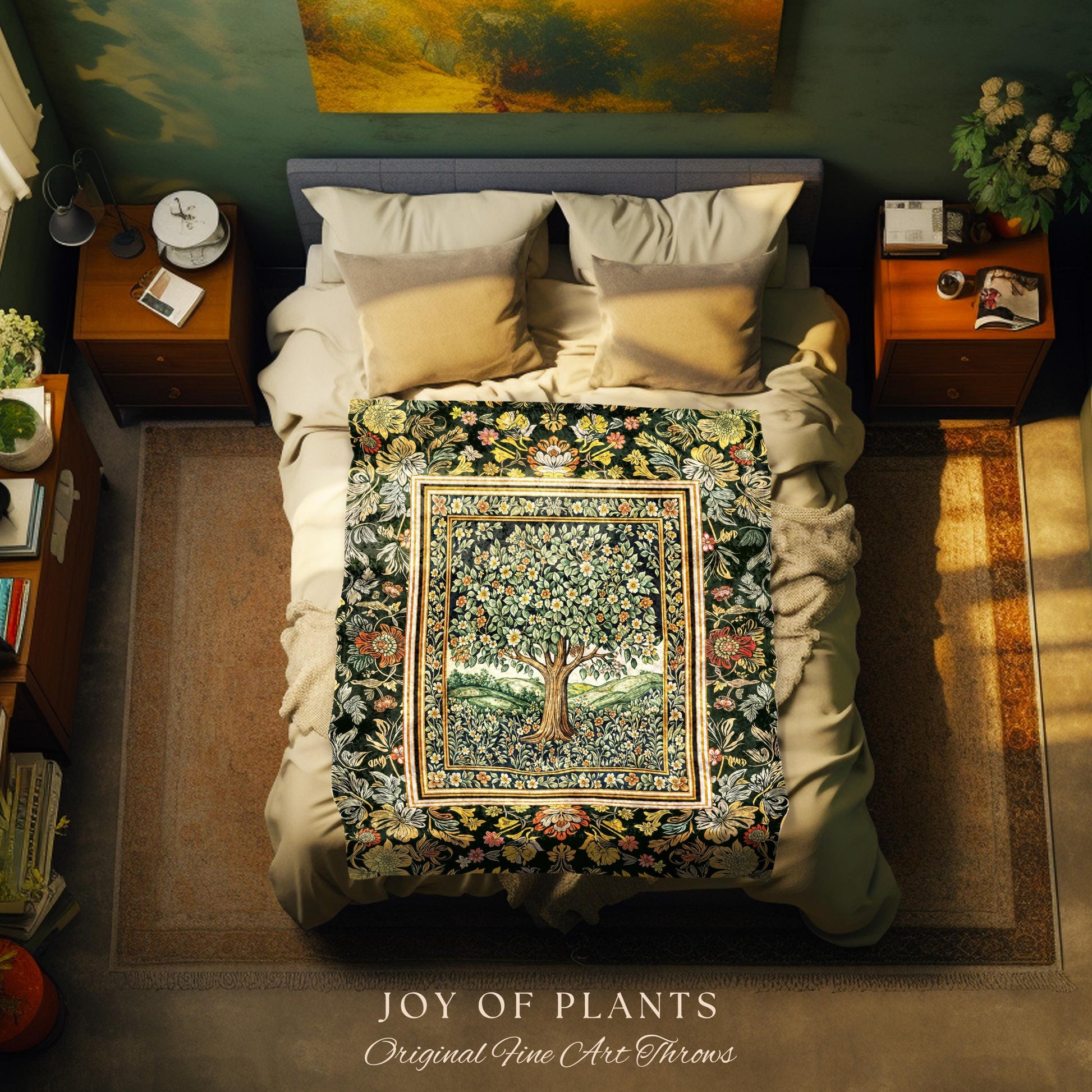 Rustic Fairytale Tree Throw Blanket Woven Cotton Wall Tapestry