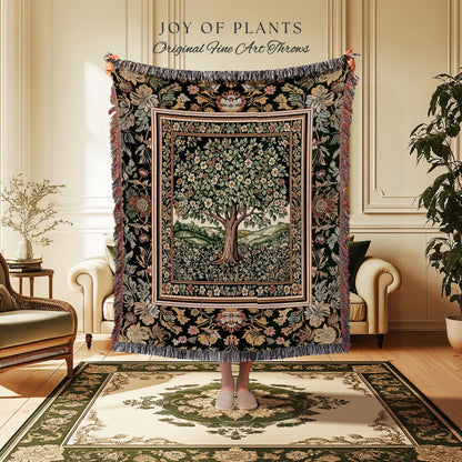 Rustic Fairytale Tree Throw Blanket Woven Cotton Wall Tapestry