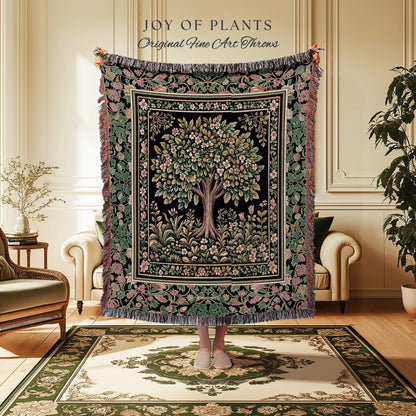 Fairy Garden Tree of Life Tapestry Blanket Jacquard Woven Coverlet