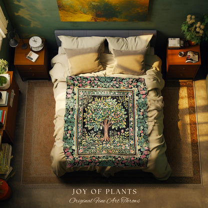 Fairy Garden Tree of Life Tapestry Blanket Jacquard Woven Coverlet