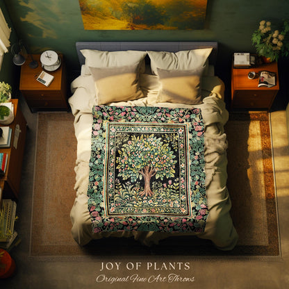 Fairy Garden Tree of Life Tapestry Blanket Jacquard Woven Coverlet