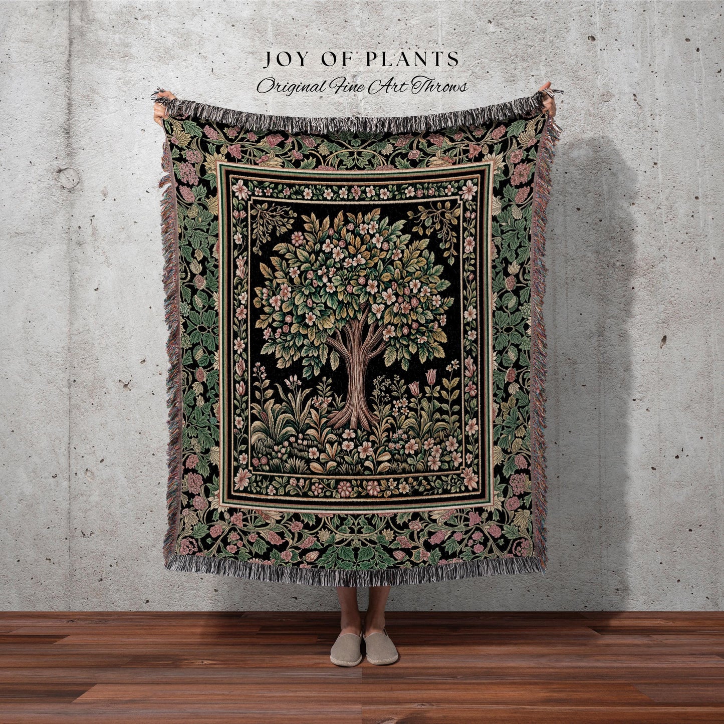 Fairy Garden Tree of Life Tapestry Blanket Jacquard Woven Coverlet