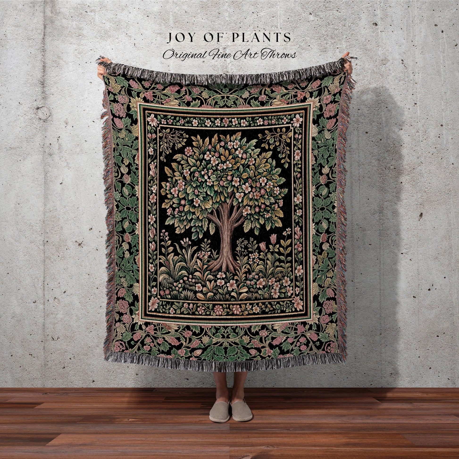 Fairy Garden Tree of Life Tapestry Blanket Jacquard Woven Coverlet