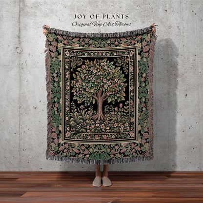 Fairy Garden Tree of Life Tapestry Blanket Jacquard Woven Coverlet