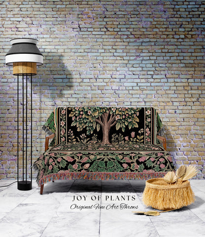 Fairy Garden Tree of Life Tapestry Blanket Jacquard Woven Coverlet
