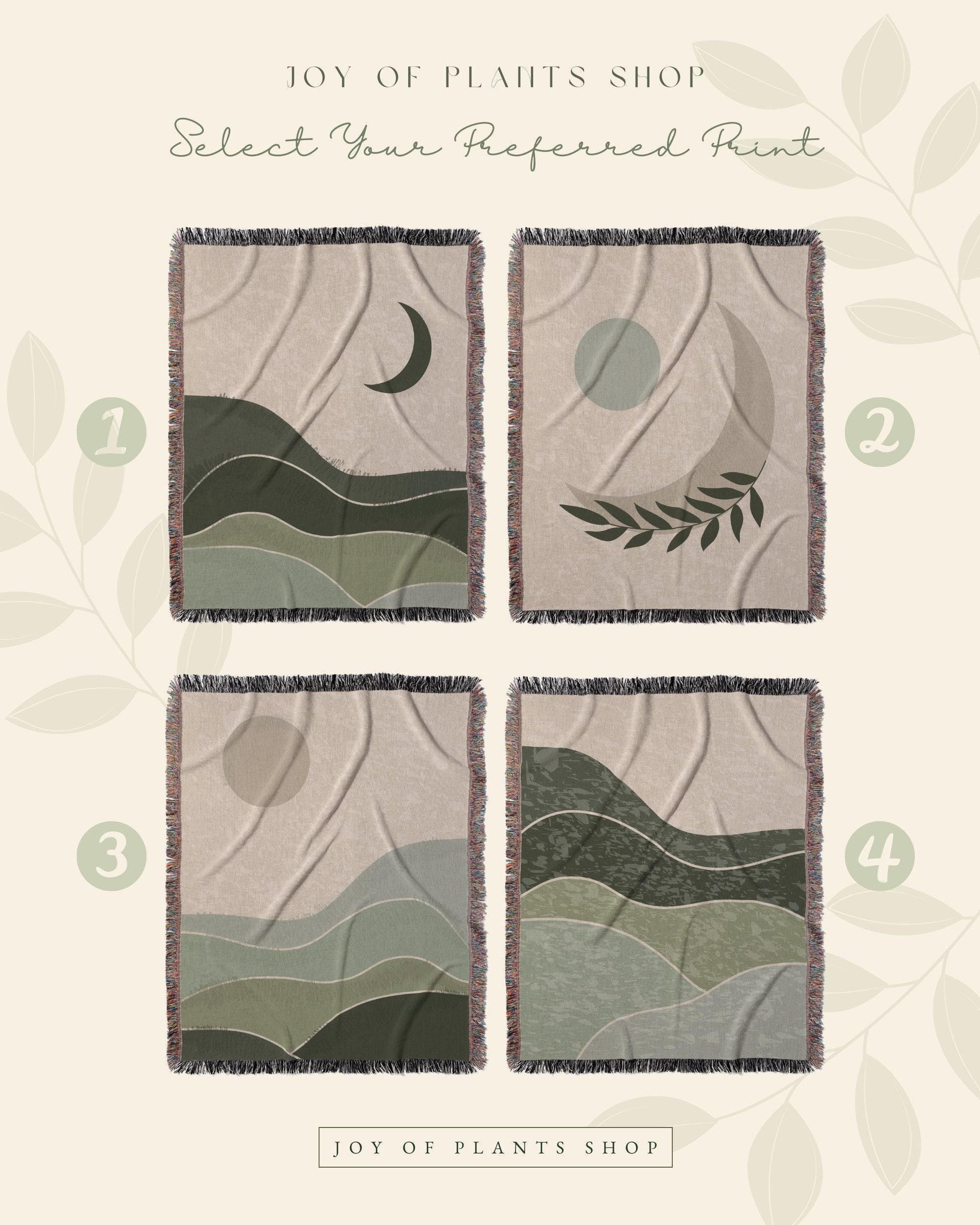 Sage Green Throw Blanket Boho Throw Blanket Woven Abstract Landscape Tapestry | Boho Decor Bedroom Throws Abstract Woven Blanket Boho Decor