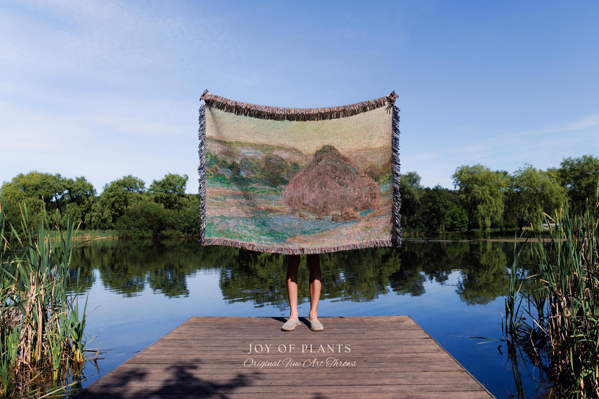 Haystacks Tapestry Monet Fine Art Blanket | Rustic Countryside Charm Muted Earth Tones Aesthetic Home Decor And Thoughtful Art Lover Gift