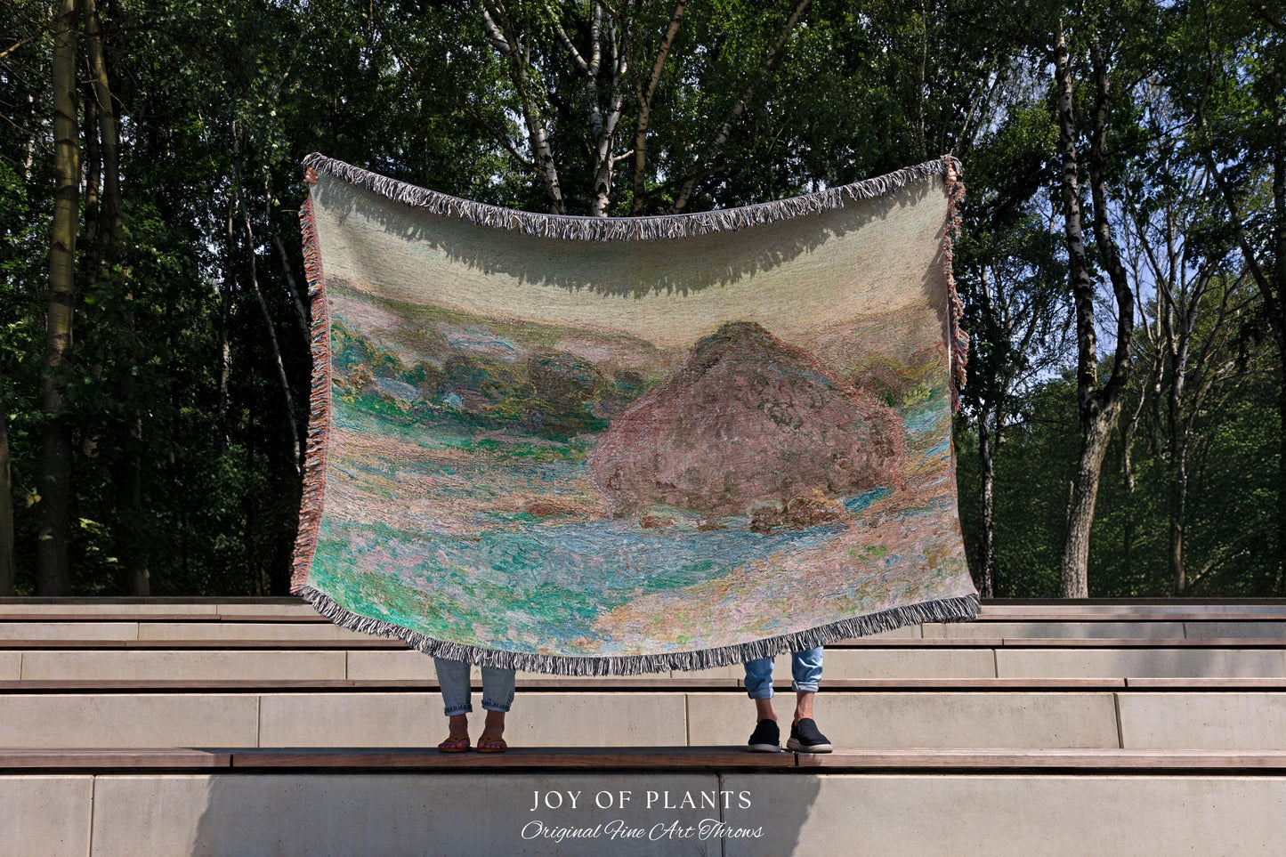 Haystacks Tapestry Monet Fine Art Blanket | Rustic Countryside Charm Muted Earth Tones Aesthetic Home Decor And Thoughtful Art Lover Gift