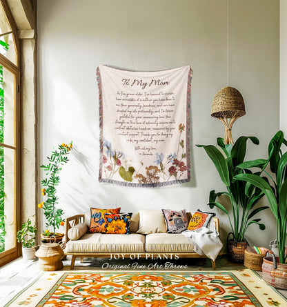 Floral Gift for Mom Custom Letter Blanket | Personalized Handwriting Blanket Custom Sentimental Gift for Grandma Meaningful Custom Throw |