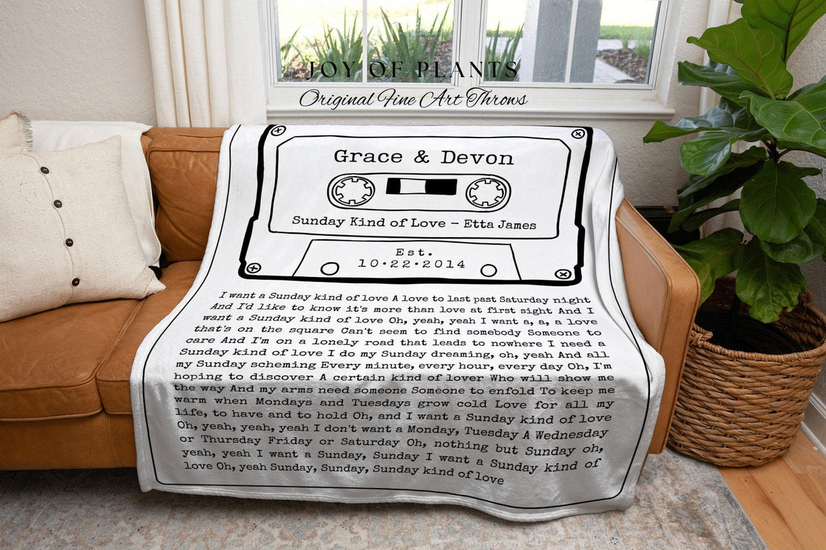 Our Song Custom Lyric Blanket Couples Tapestry Woven | Meaningful Anniversary Gift Personalized | Couples Blanket Custom Wedding Song Lyrics