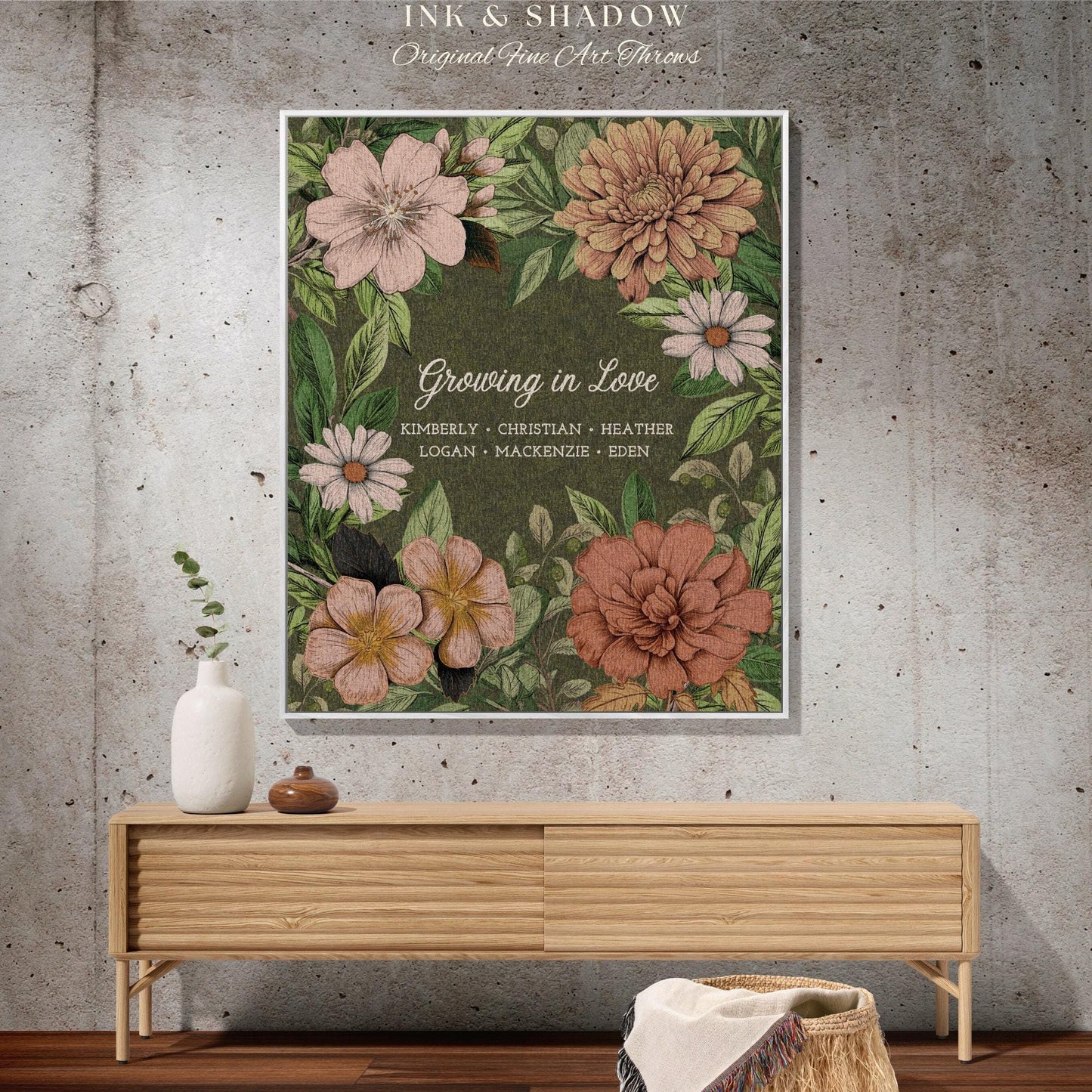 Mimi's Garden Birth Flower Blanket | Gift from Grandkids Custom Family Flower Blanket Personalized Custom Flower Throw Blanket Gift for Mom