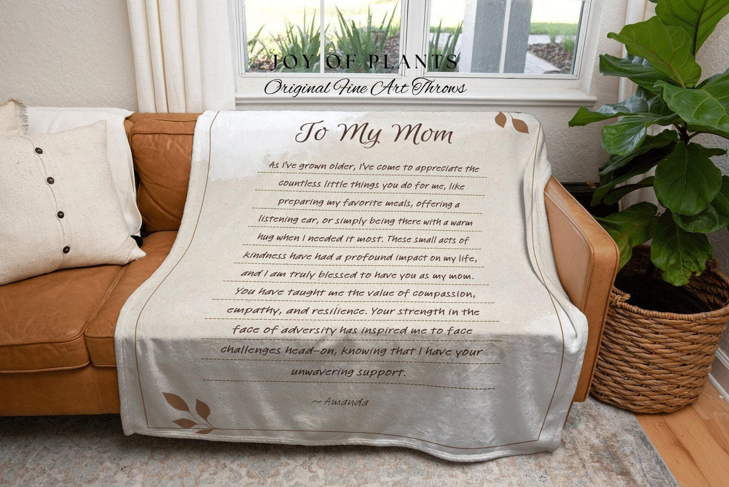 Woven Blanket Letter for Mom from Kids Personalized Handwriting Blanket Custom Gift Sentimental Gift for Her | Letter to Mom Custom Blanket