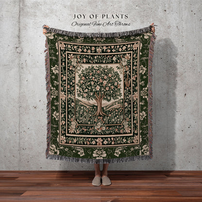 Enchanted Garden Folklore Tree Throw Blanket Woven Cotton Wall Tapestry