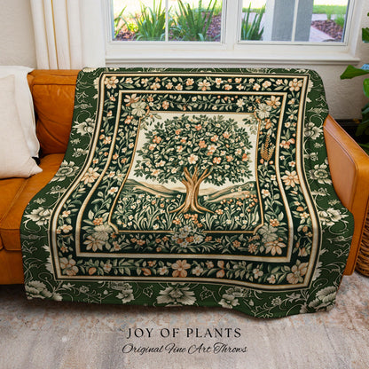 Enchanted Garden Folklore Tree Throw Blanket Woven Cotton Wall Tapestry