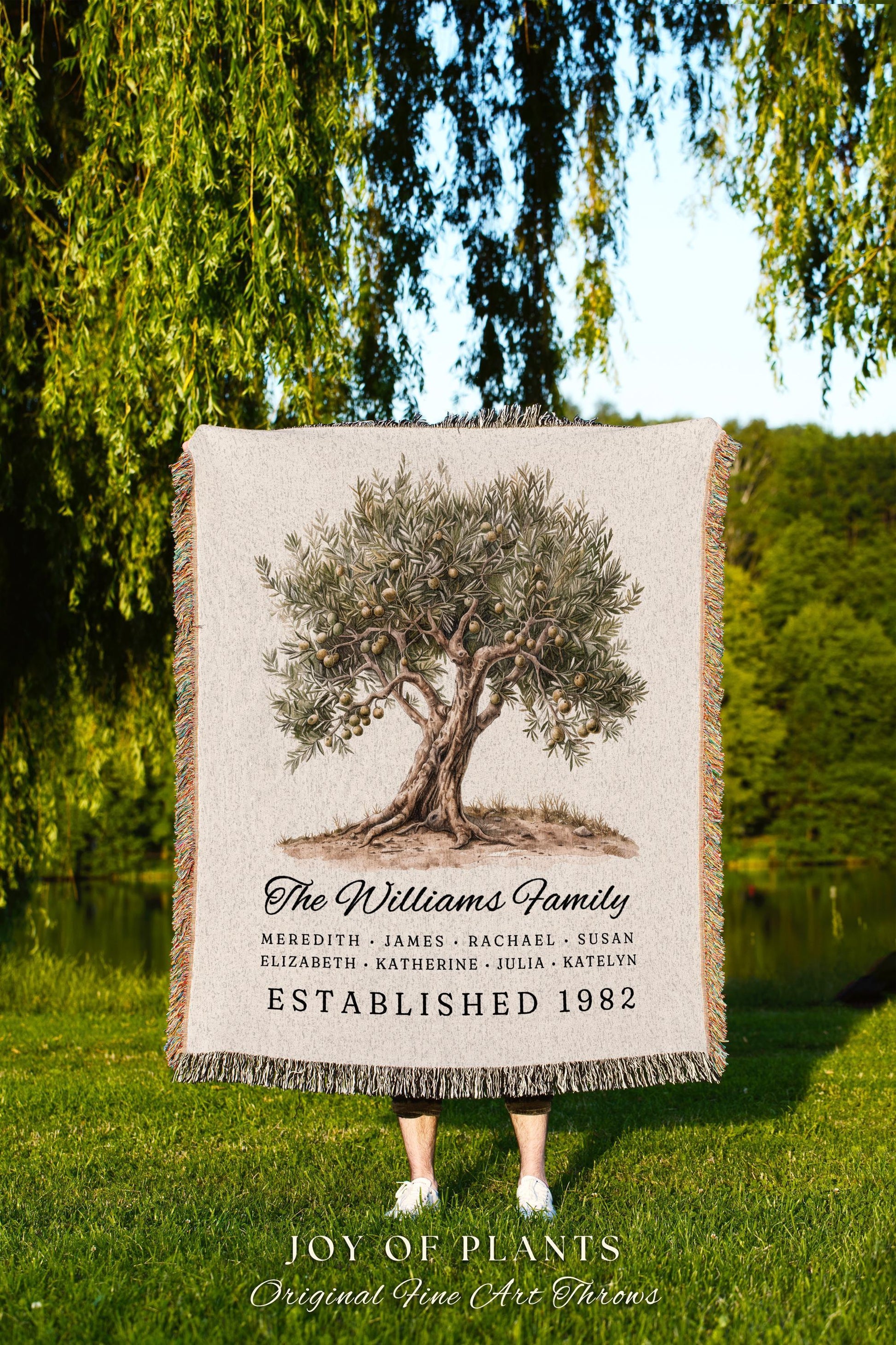 Rustic Family Name Tapestry Custom | Sentimental Family Heritage Personalized Housewarming Gift Mother's Day Custom Blanket for Grandparents