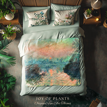 Impression Sunrise Throw | Monet Fine Art French Impressionism Blanket In Soft Pastel Hues For Cozy Cottagecore Decor And Artistic Home Gift