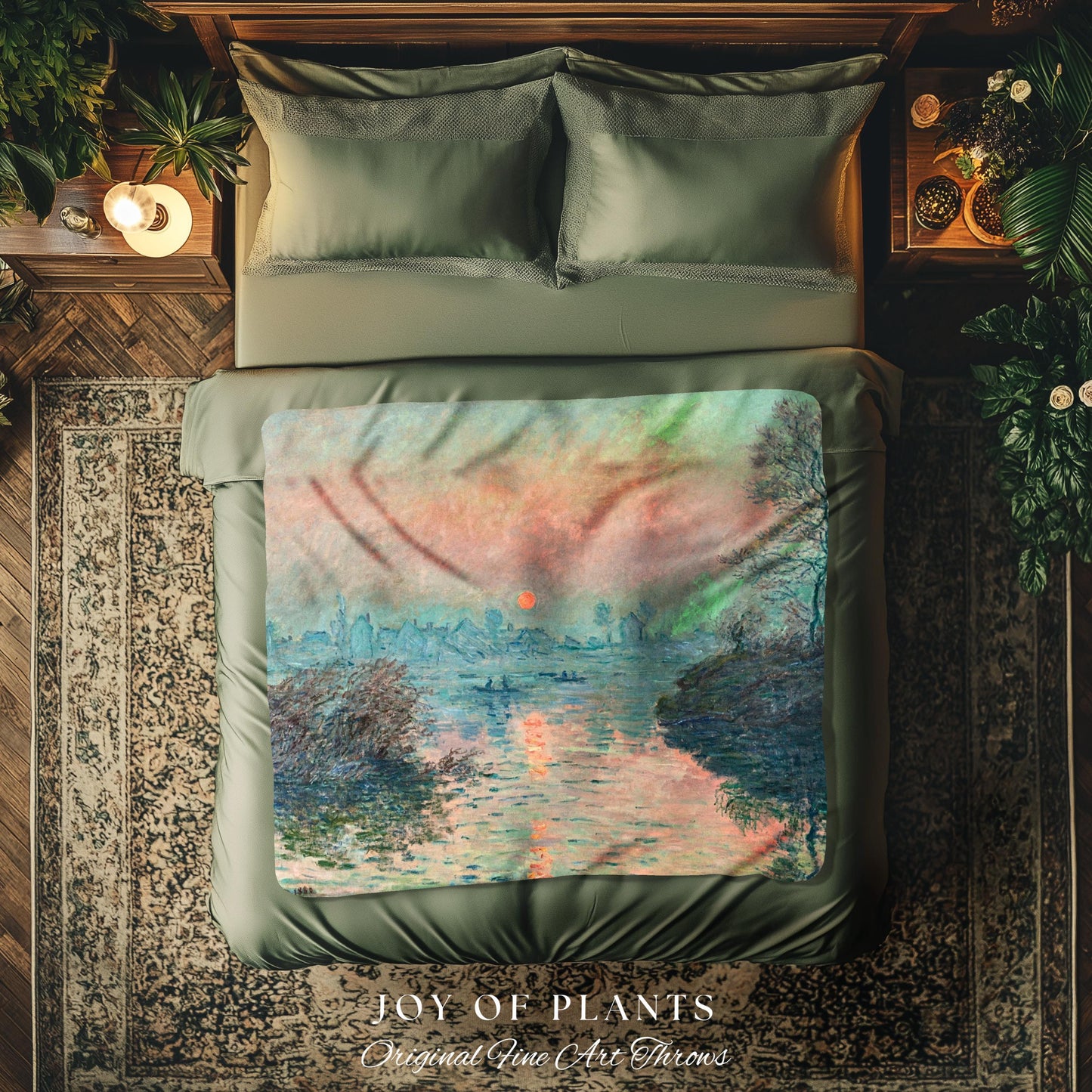 Impression Sunrise Throw | Monet Fine Art French Impressionism Blanket In Soft Pastel Hues For Cozy Cottagecore Decor And Artistic Home Gift