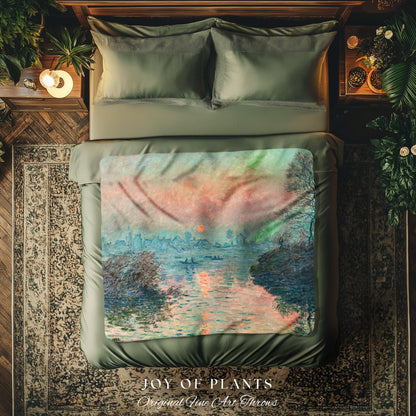 Impression Sunrise Throw | Monet Fine Art French Impressionism Blanket In Soft Pastel Hues For Cozy Cottagecore Decor And Artistic Home Gift
