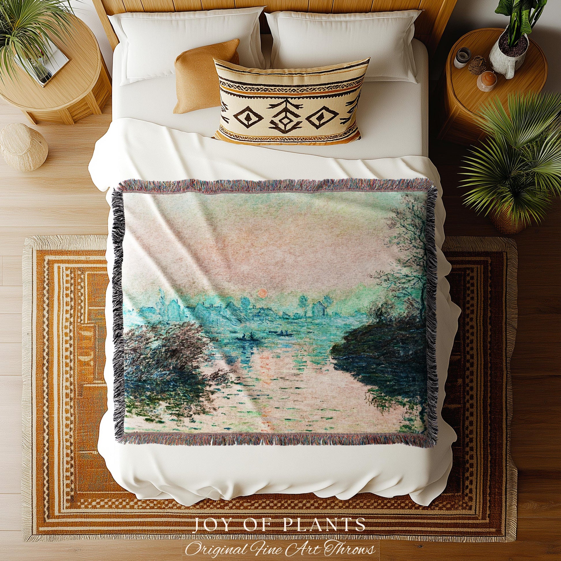 Impression Sunrise Throw | Monet Fine Art French Impressionism Blanket In Soft Pastel Hues For Cozy Cottagecore Decor And Artistic Home Gift