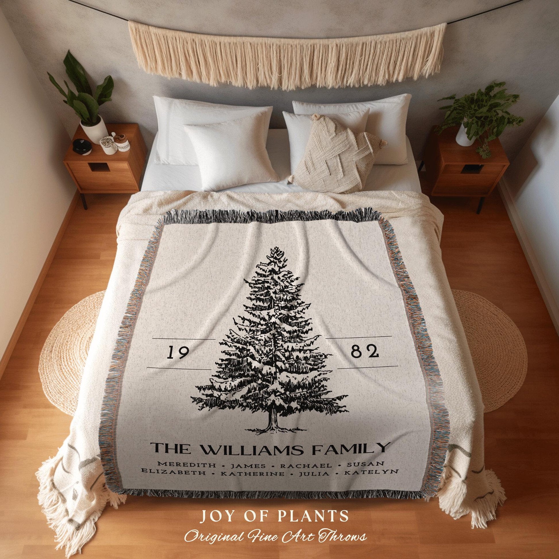 Family Tree Blanket Christmas Gift Custom Family Tree Personalized Tapestry Meaningful | Thoughtful Gift For Grandma Sentimental Family Gift