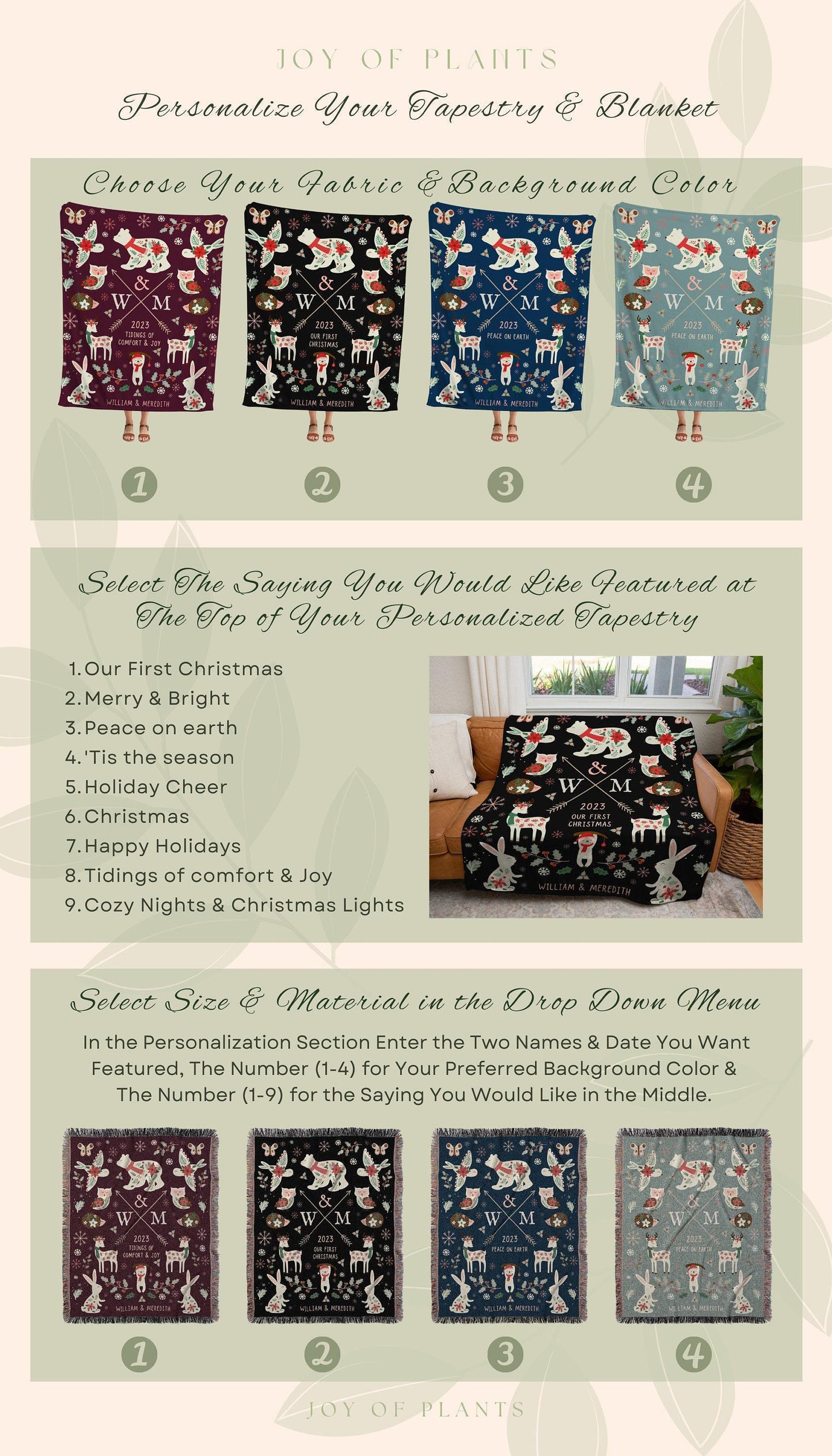 Winter Anniversary Gift Personalized Blanket Woven Tapestry Custom Christmas Wedding Anniversary Blanket Custom Initials Gift for Couples |