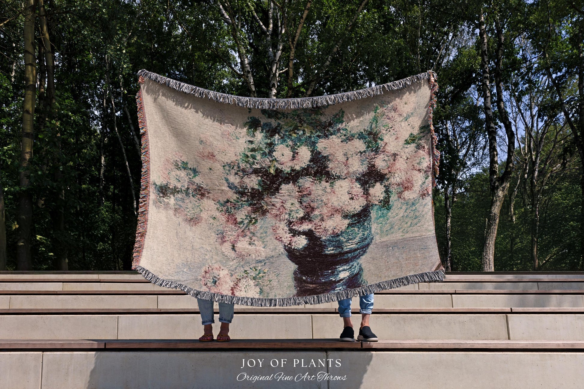 Chrysanthemums by Claude Monet Floral Fine Art Throw | Soft Pastels Botanical Design Tapestry Blanket for Garden Lovers and Art History Fans