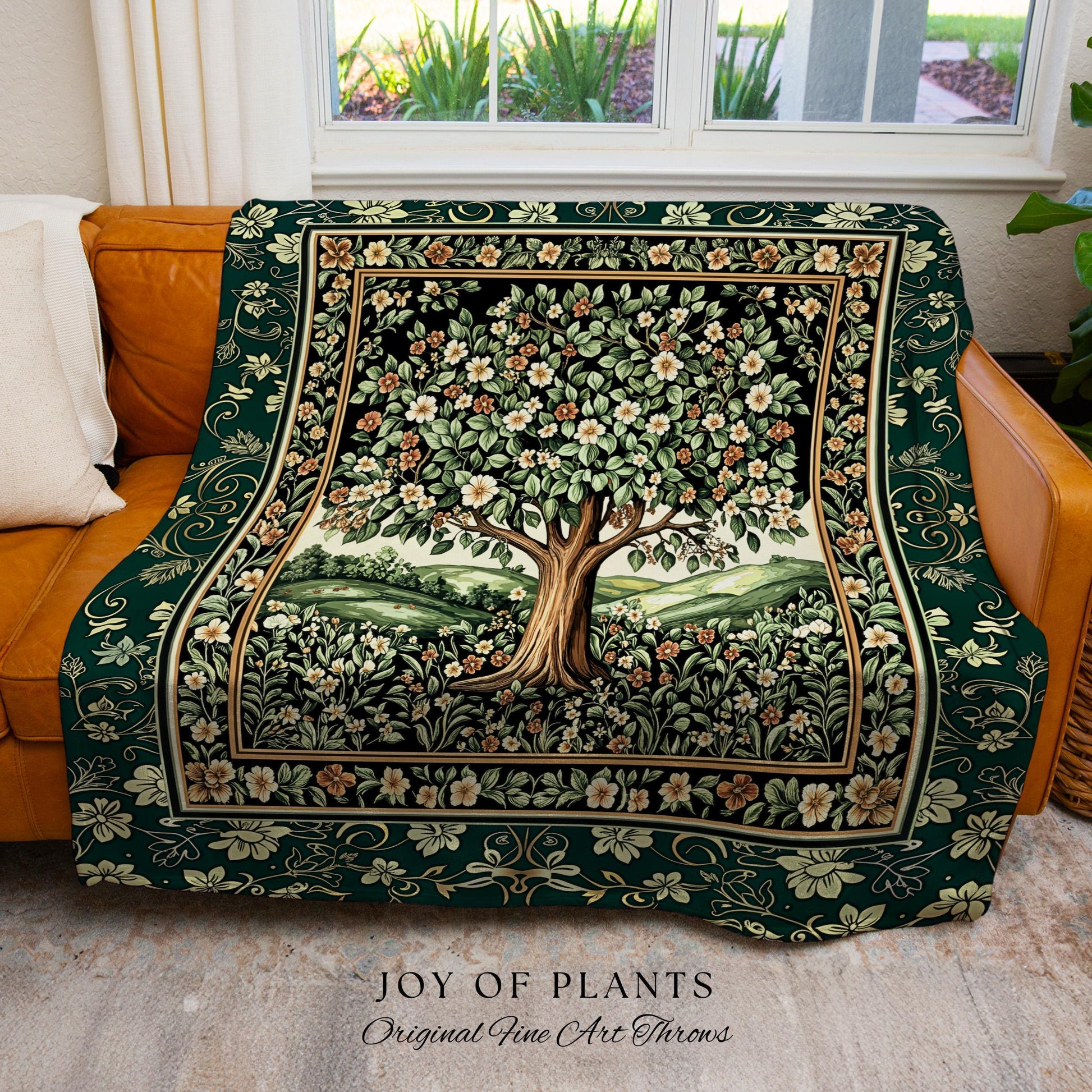 Fairytale Garden Timeless Accent Woven Throw Tree Blanket Jacquard Tapestry