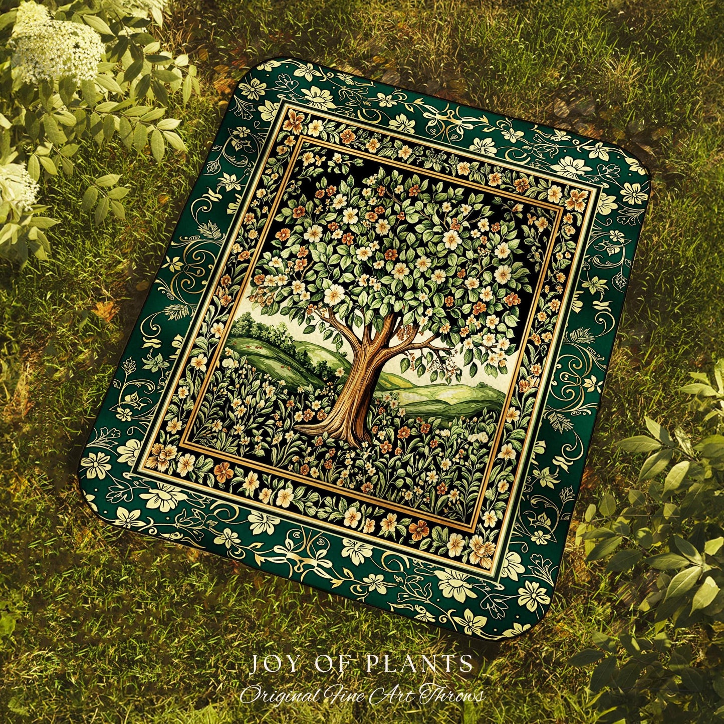 Fairytale Garden Timeless Accent Woven Throw Tree Blanket Jacquard Tapestry